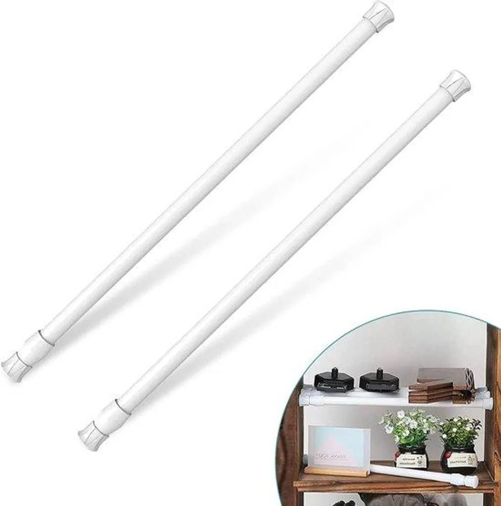 Barre à rideaux à pince sans perçage extensible 40-70 cm blanc métal