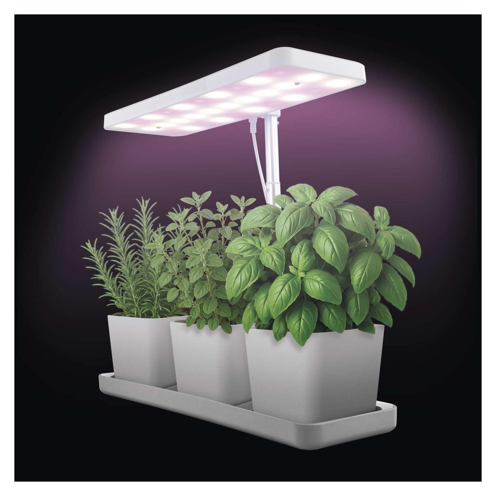 EMOS LED-Grow-Lampe für Kräuter und Zimmerpflanzen, Wachstumslampe mit 3 Blumentöpfen und Timer, höhenverstellbar, 300lm, 1,7 m USB-Kabel, Z7904