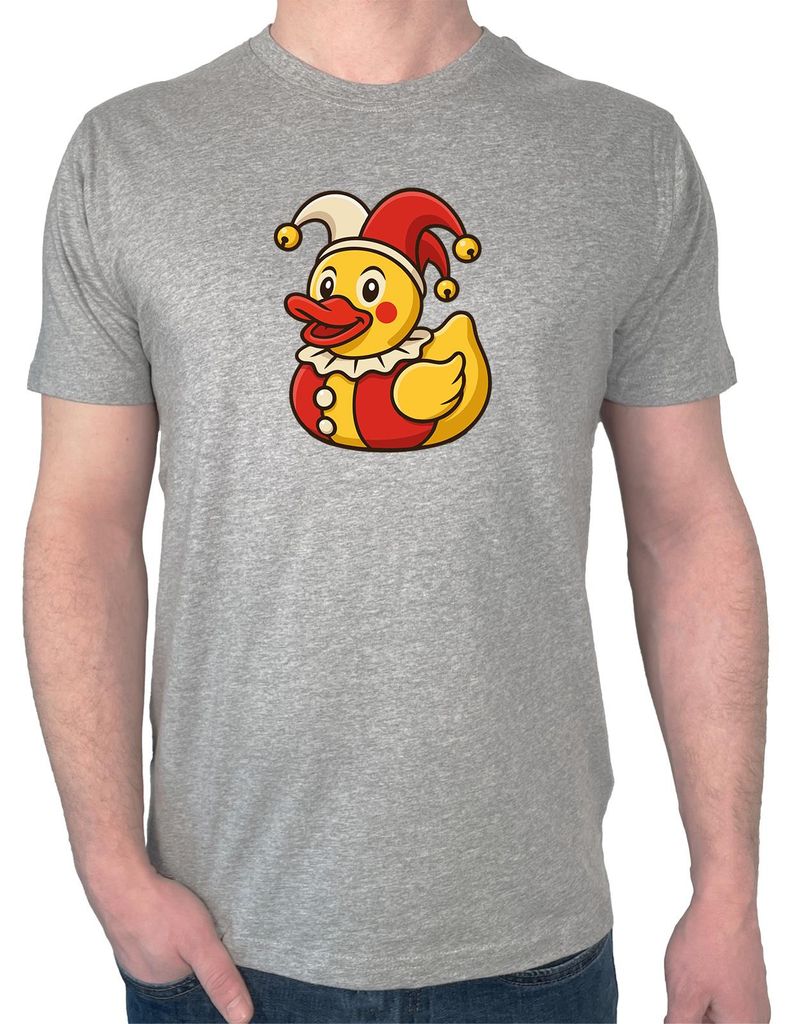 Huuraa Herren T-Shirt Quietscheente Joker Gummiente Hofnarr M Sport Grey Bio Baumwolle Fairtrade Herrenshirt Geschenkidee