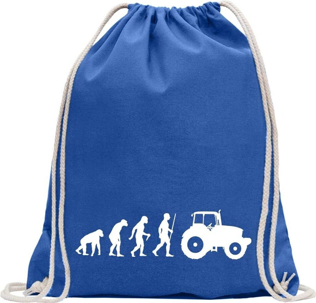 Kiwistar - Turnbeutel - royal - Landwirt Traktor Evolution - Fun Rucksack Sport Beutel Gymsack Baumwolle mit Ziehgurt