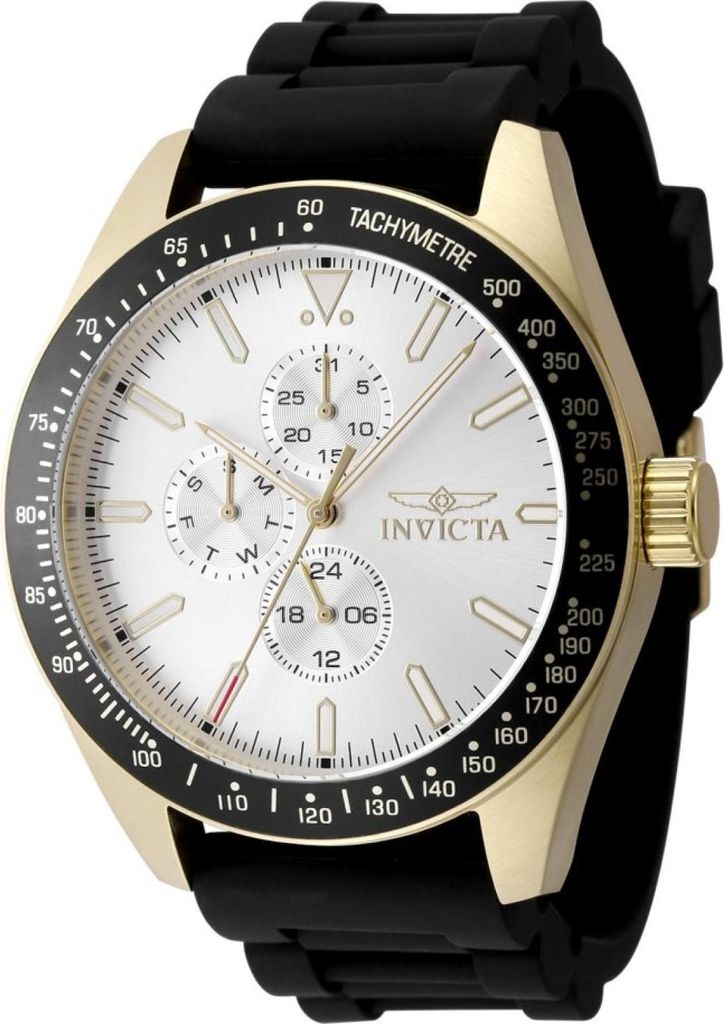 Invicta Aviator 48857 Herren uhr - Wasserdicht - Analog - Quarzuhrwerk - Edelstahl mit silbernen zifferblat - 45mm