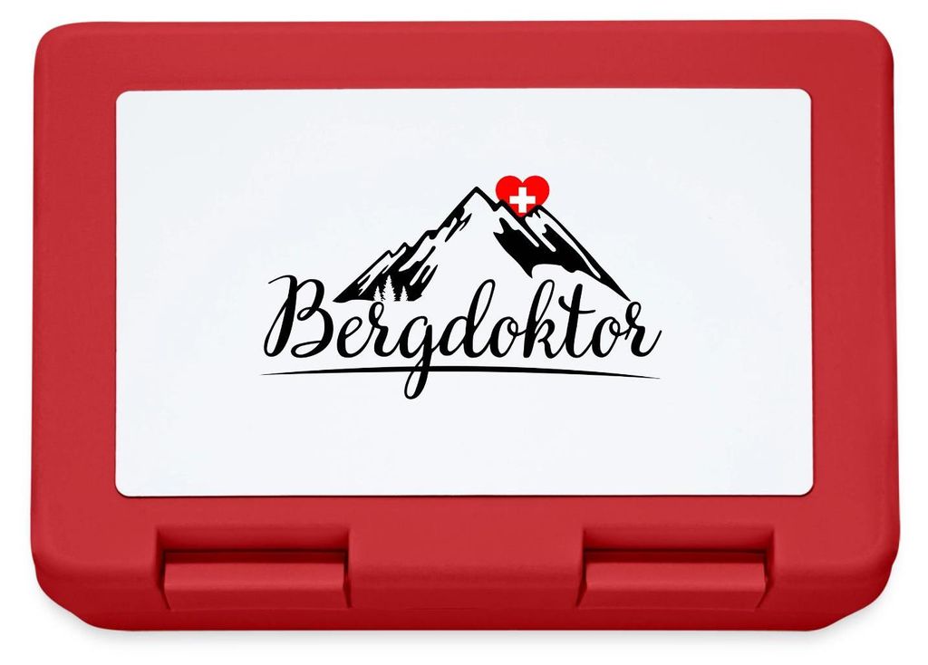 Spreadshirt Bergdoktor Schweizer Berge Geschenkidee Brotdose Lunchbox, One size, Rot