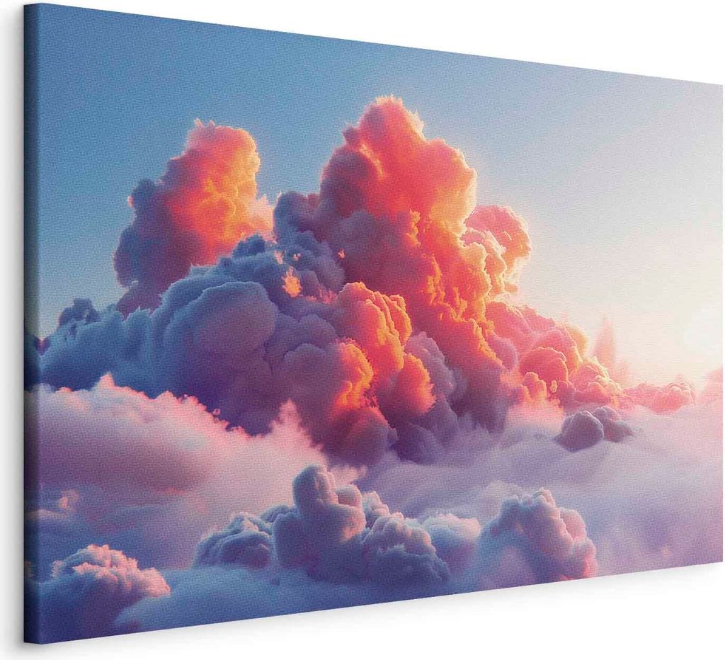 Italienischer Leinwand Leinwandbild - Twilight Spectacle: Clouds in Shades of Pink and Violet 120x80 cm Muster b-H-10030-b-a