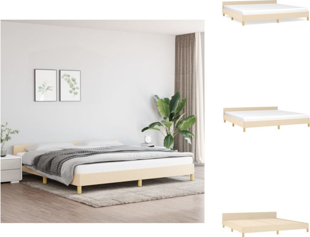 vidaXL Bettgestell mit Kopfteil Creme 200x200 cm Stoff - Betten & Bettgestelle