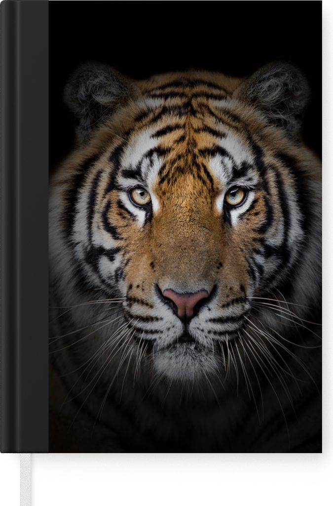 MuchoWow Notizbuch Tagebuch Haushaltsbuch Notebook A5 Tiger - Wildtiere - Porträt - Schwarz - Tiere - Notizblock - Notizheft - Notebook - Schrei...