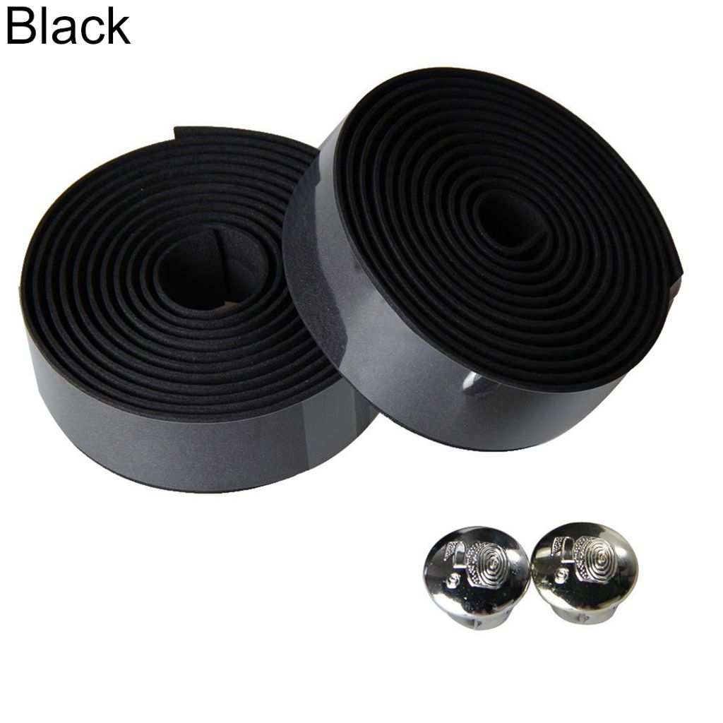 2 Stücke Radfahren Rennrad Sport Fahrrad Lenker Gummiband Wrap mit 2 Bar Plug-Schwarz