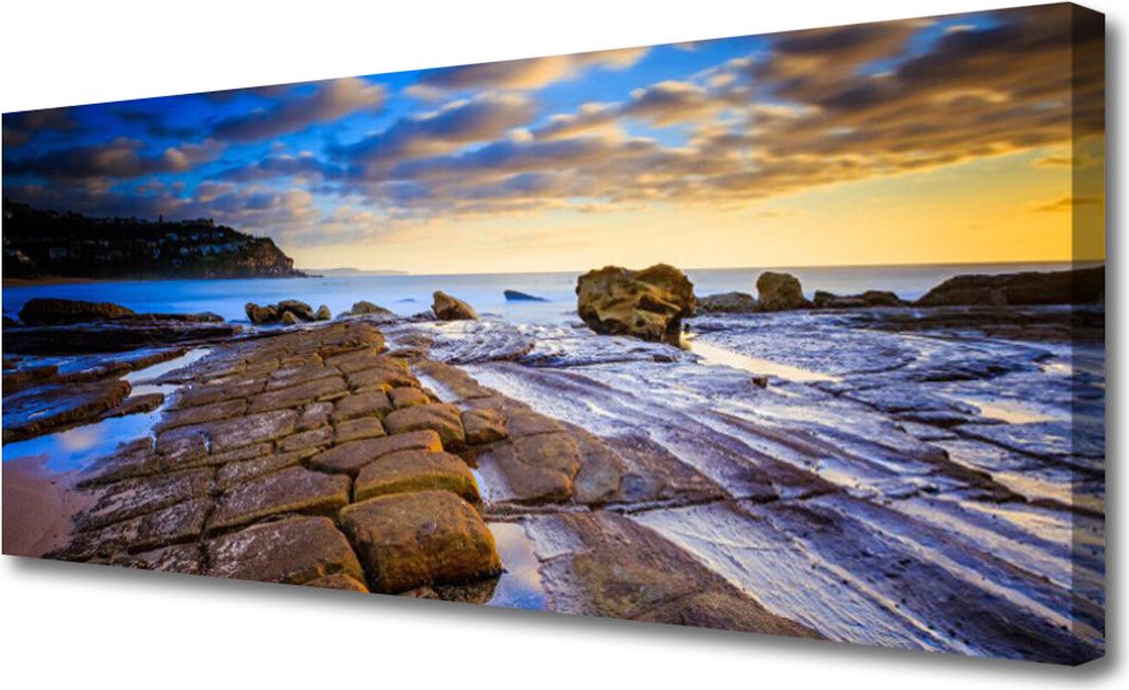 Tulup Leinwand-Bilder 125x50 Wandbild Canvas Kunstdruck Strand Landschaft