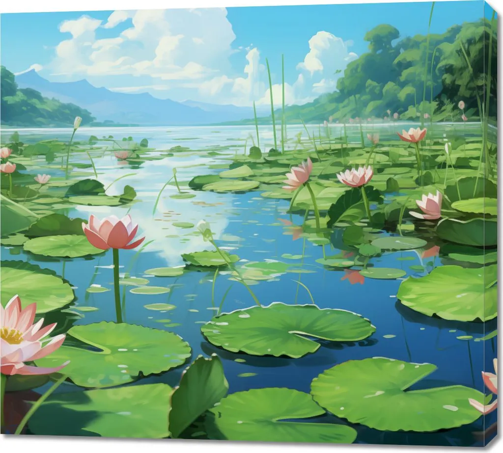Quadro Stagno di Ninfee 100x90 cm: Un Viaggio nell'Impressionismo