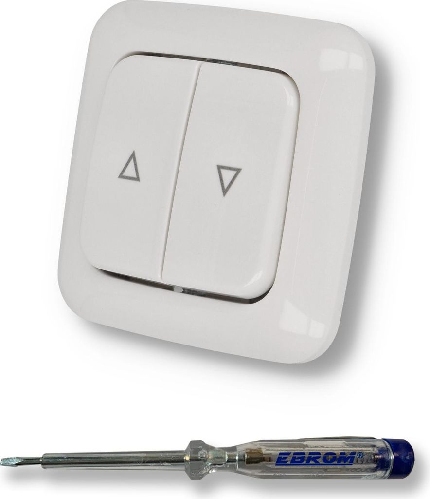 EBROM SET IDEE: BUSCH JÄGER Jalousietaster Rolladentaster 2020/4 US (2020/4US) Reflex Si alpinweiß glänzend Komplettset mit Aufdruck Pfeil auf/a...
