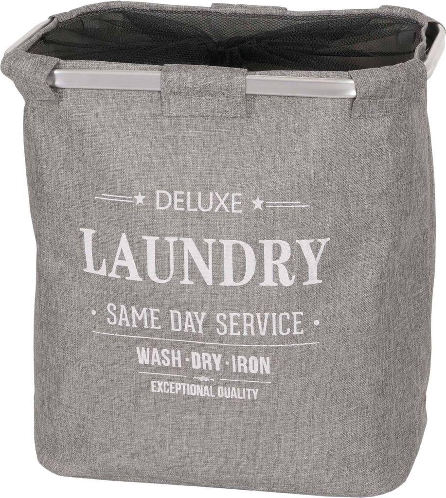 Wäschesammler MCW-C34, Laundry Wäschebox Wäschekorb Wäschebehälter mit Netz, 1 Fach 56x49x30cm 82l grau