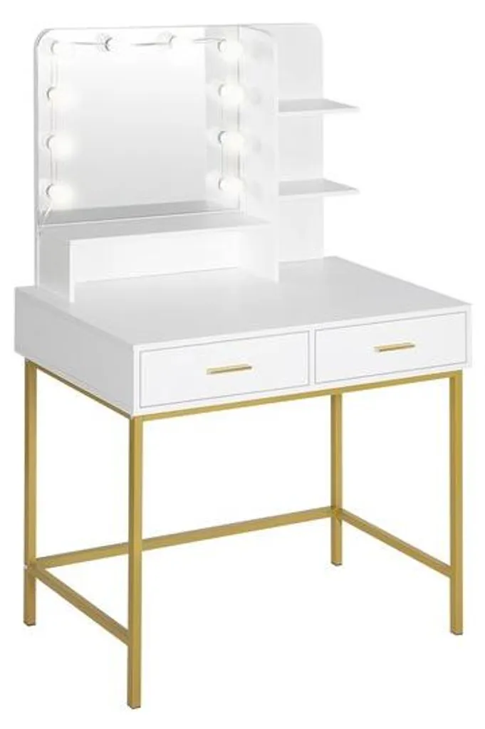 Meuble vasque 90 cm blanc bois design avec miroir lumineux intégré