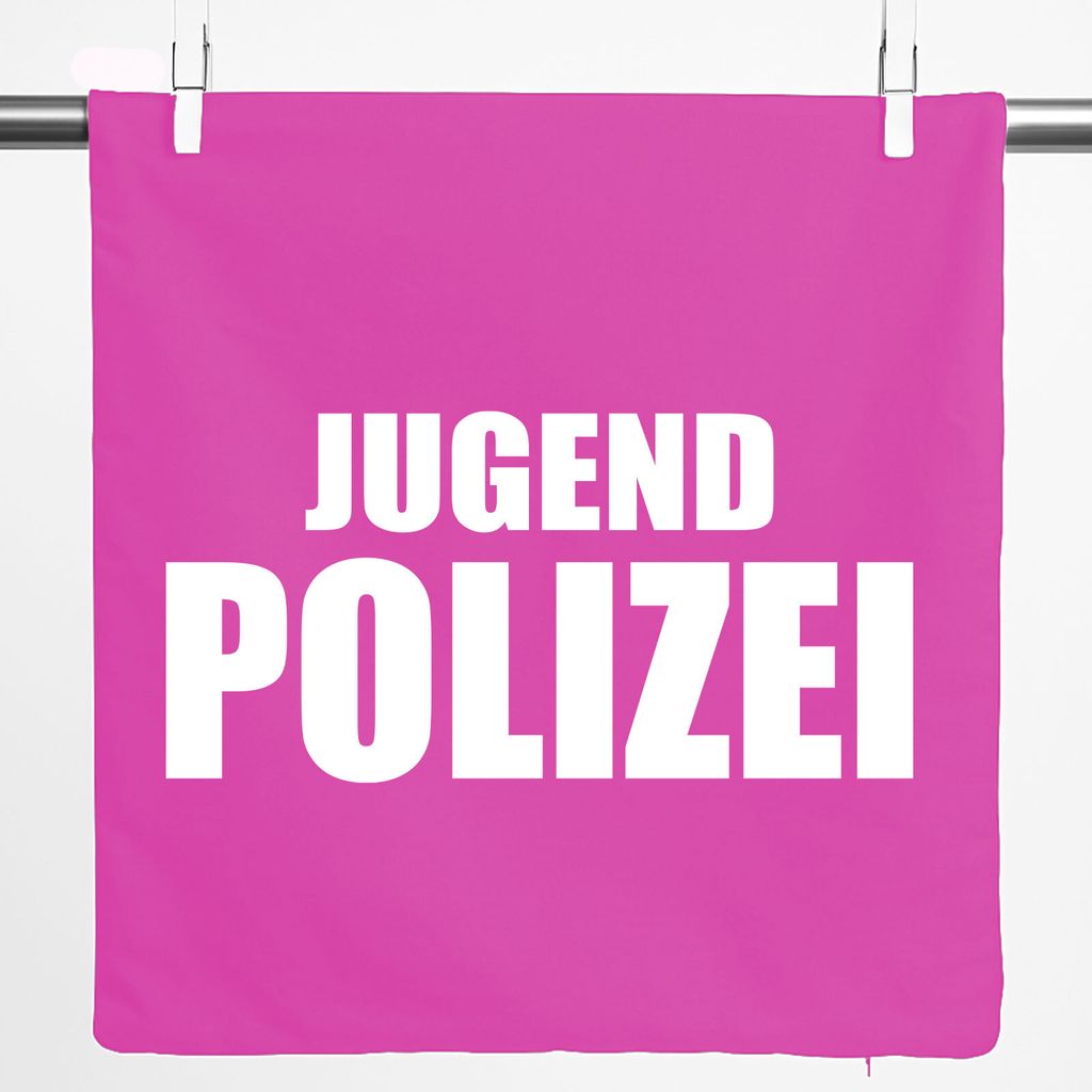Huuraa Kissenbezug Jugend Polizei Schriftzug 40x40cm Fuchsia Baumwolle Dekokissenbezug Geschenkidee