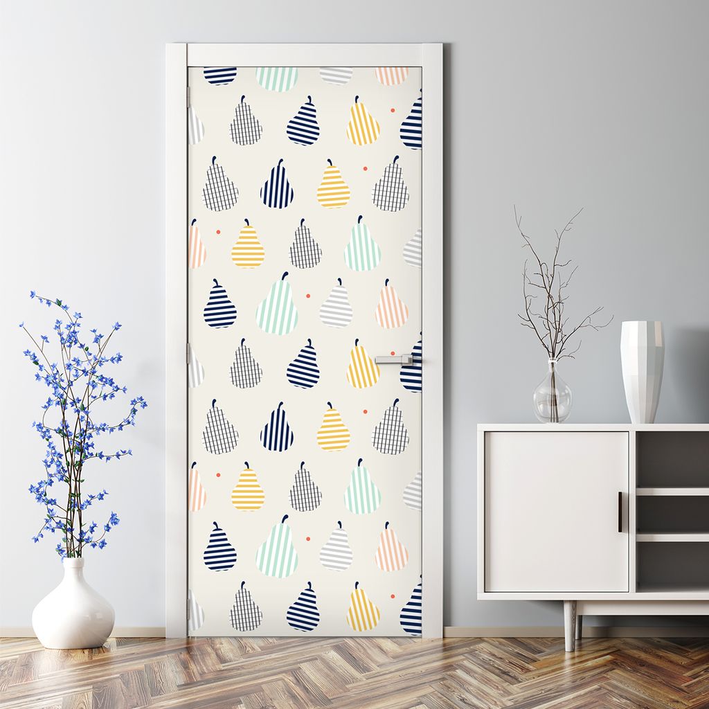 Dekorative Tür Wandaufkleber Wandtattoo selbstklebend dekoration Gestreifte Birnen 77 x 200 cm