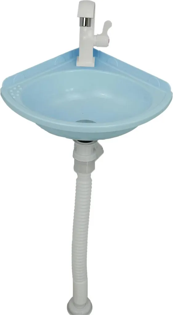 Lavabo Angolare Blu Moderno in Acrilico Leggero - Senza Forature - 2026