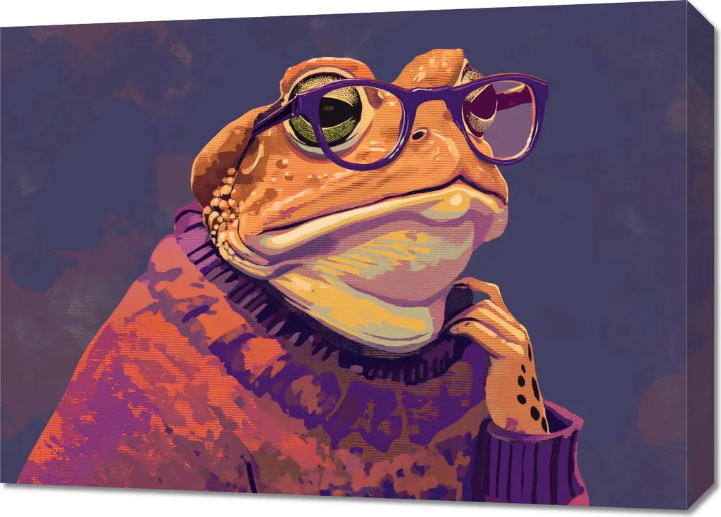 Décoration Murale Tableau Grenouille Hipster 70x50 cm Design Moderne