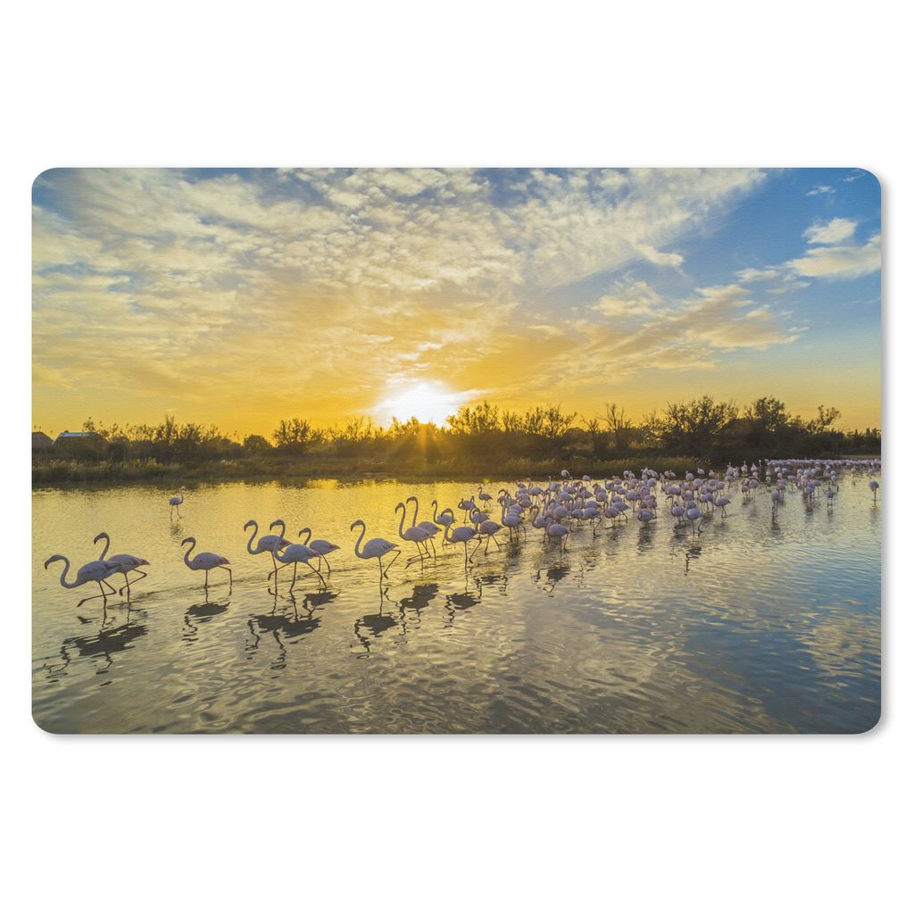 MuchoWow Mauspad Mousepad Flamingos in der Camargue bei Sonnenuntergang 27x18 cm - Mousepads - Maus Mat - Pad - Mausunterlage - Büroartikel - De...