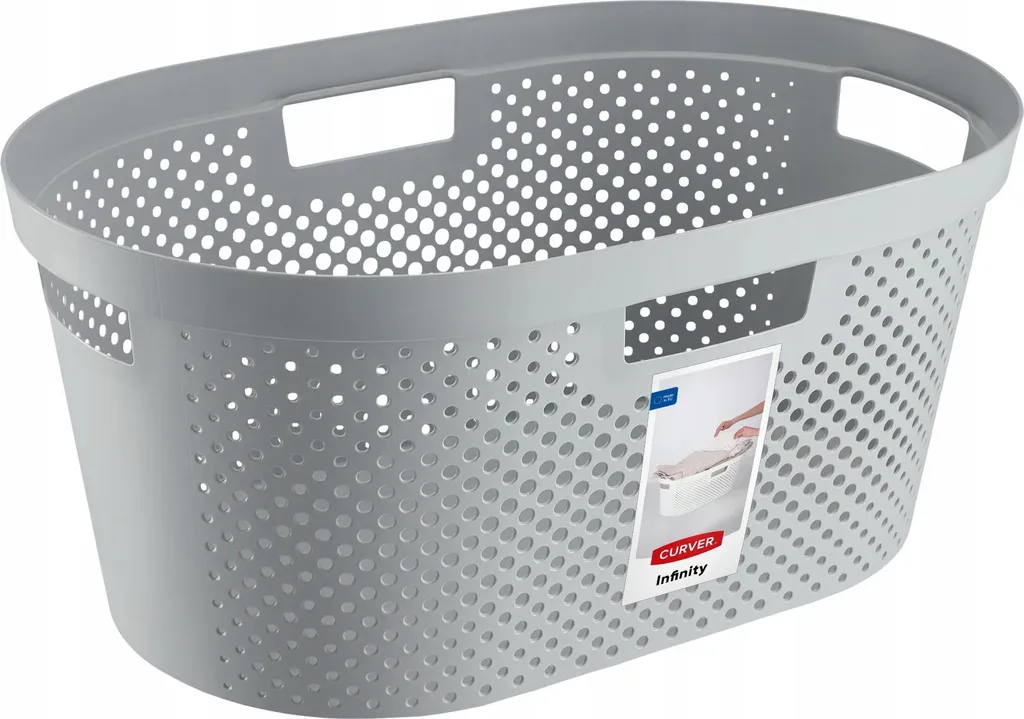 Panier à linge 40 l en PP Gris Haute Résistance - Poignées Ergonomiques