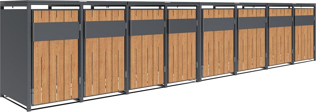 Westmann Varius 8 Metall Mülltonnenbox 8er 8x240 L Holzoptik