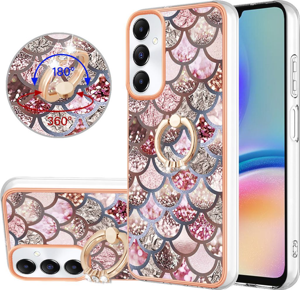 Hülle für Samsung Galaxy A05S Muster TPU Silikon Stoßdämpfer Bumper Schutzhülle mit Ring Ständer Kaffee