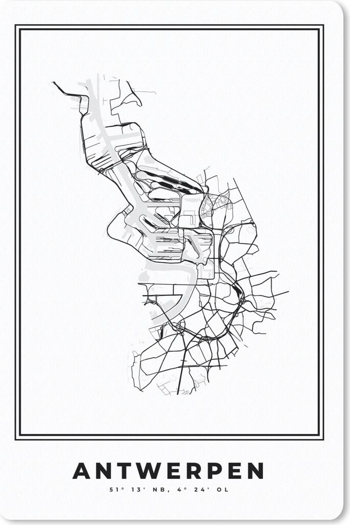 MuchoWow Mauspad Mousepad Stadtplan - Schwarz und weiß - Karte - Antwerpen - Belgien 40x60 cm - Mousepads - Maus Mat - Pad - Mausunterlage - Sch...