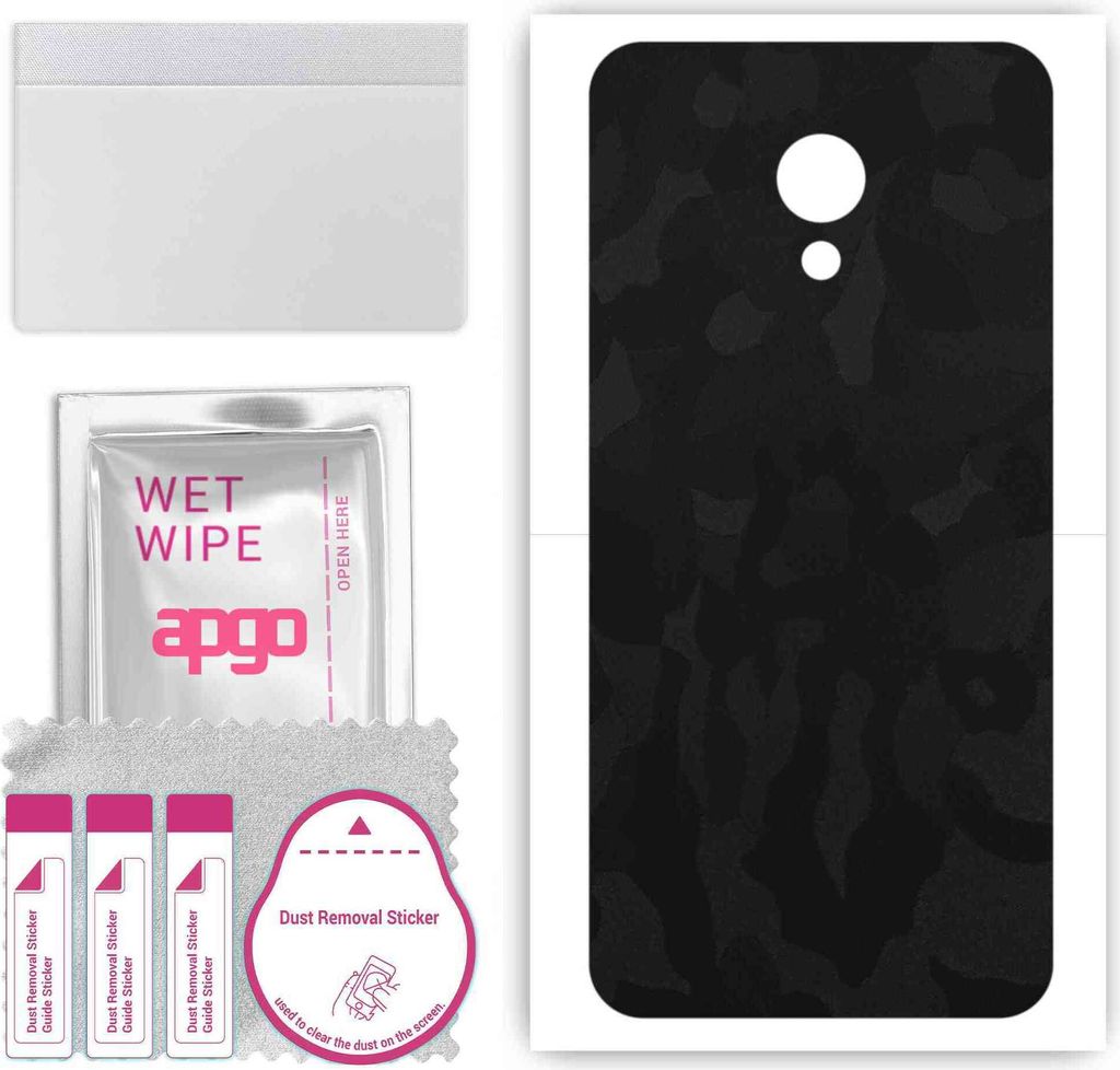 apgo Rückseite Schutzfolie, Skin, kompatibel mit Meizu M3, Hinten Displayschutzfolie aus Vinylfolie, kratzfest, einfache Montage - Schwarzes Tarnm...