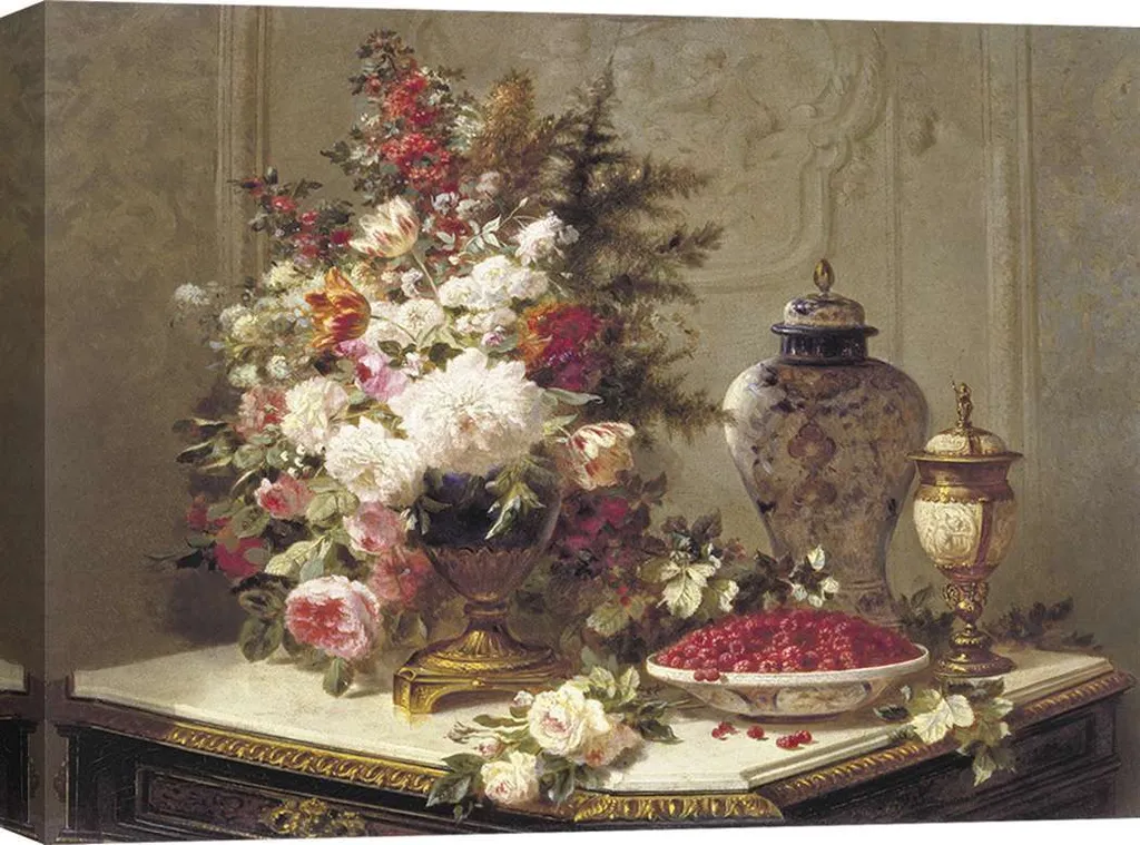Grand tableau fleurs pour salon : Jean-Baptiste Robie nature morte