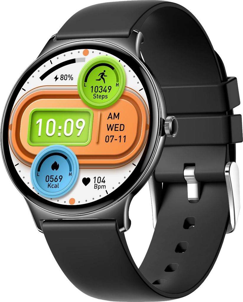 INF Multifunktionale Smartwatch Metall 4.8cm für Sport und Alltag 3-teilig Schwarz