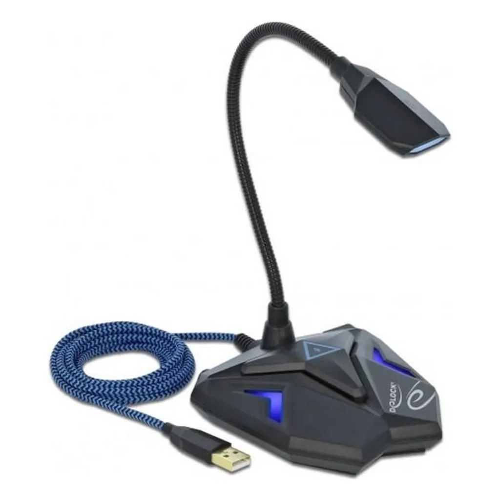Microphone USB de bureau pour PC avec col de cygne flexible et Mute LED