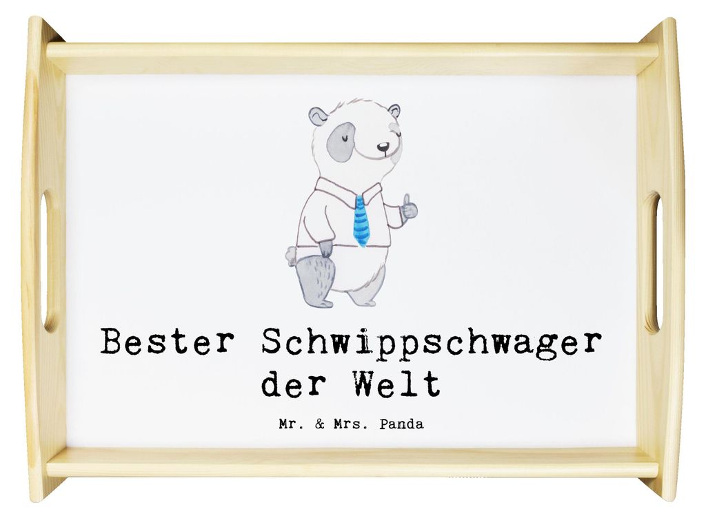 Mr. & Mrs. Panda Tablett Panda Bester Schwippschwager der Welt - Weiß - Geschenk, Familie, Schwager, Geschenkidee, Holztablett, kaffeetablett, sof...