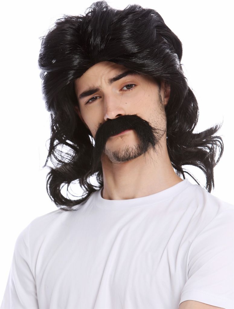 WIG ME UP Perücke Bart Gallier Germane Schwarz 91098-ZA103 Produktbild 