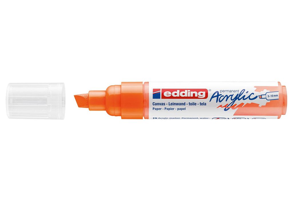 Edding 5000 Acrylmarker Breit, Orange, Meißel, Orange, Extradick, 5 mm, 1 cm