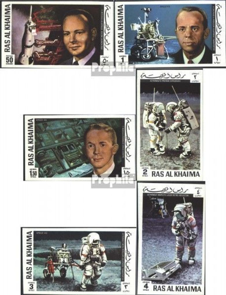 Briefmarken Ras al Chaima 1972 Mi 701B-706B (kompl.Ausg.) postfrisch Apollo 14