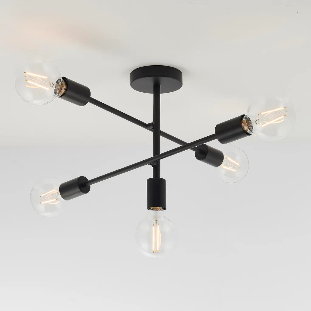 Plafonnier Métal Multi-bras 5 Lampes E27 40W Finition Studio Design - 2