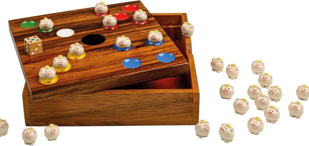 Petit Cochon dans la Fosse : jeu de société d'adresse en bois classique