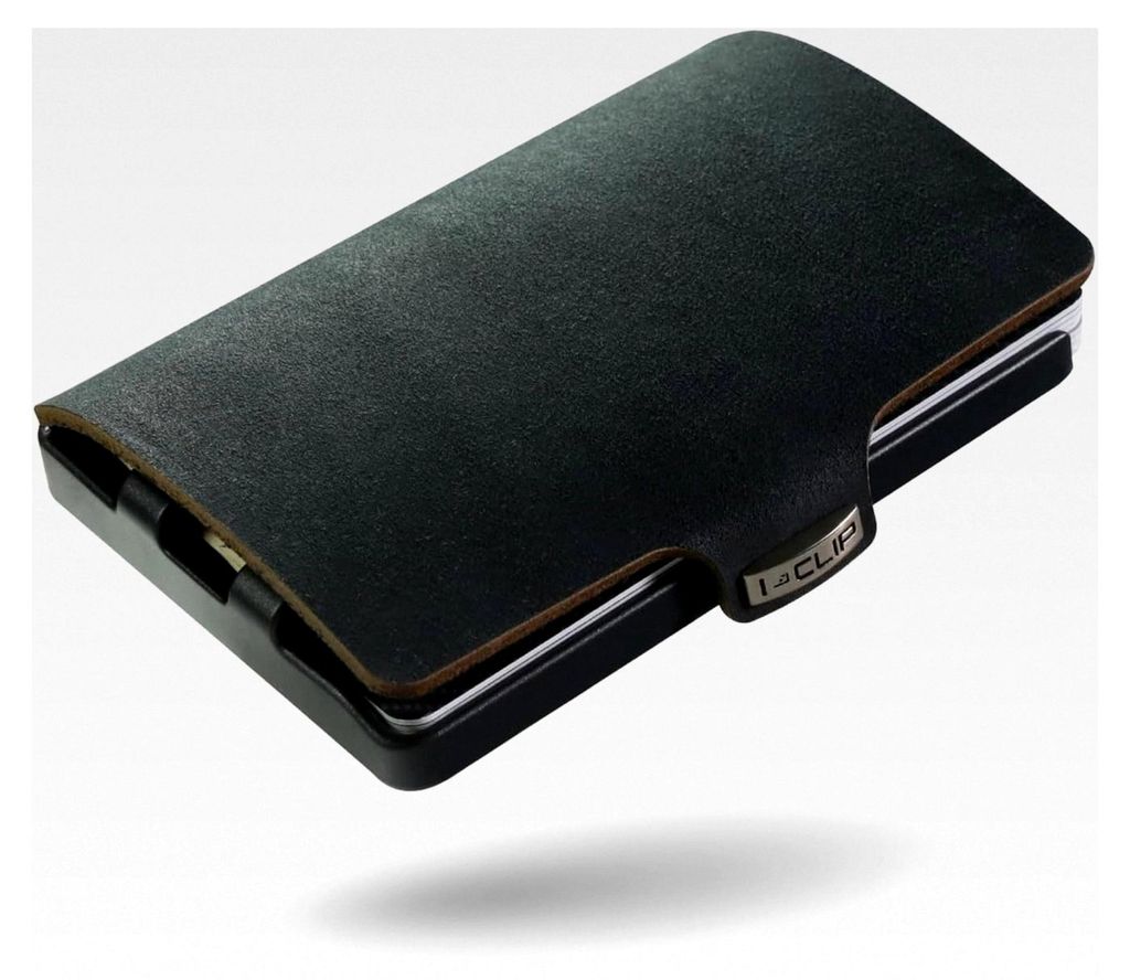 Herren Geldbörse – Slim Wallet mit Geldklammer – Mini-Portemonnaie für bis zu 12 Karten – Ultraleicht mit nur 22g – Schwarzes Glattleder ...