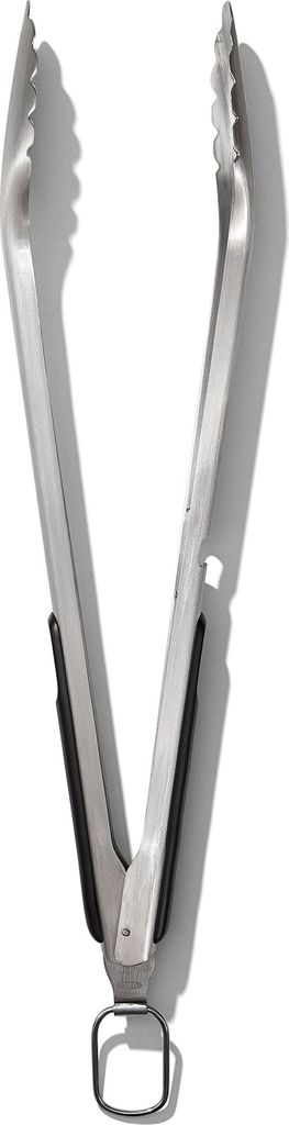 OXO Good Grips Lange Grillzange aus Edelstahl mit integriertem Flaschenöffner, 47,5 cm – für Würstchen, Gemüse und mehr