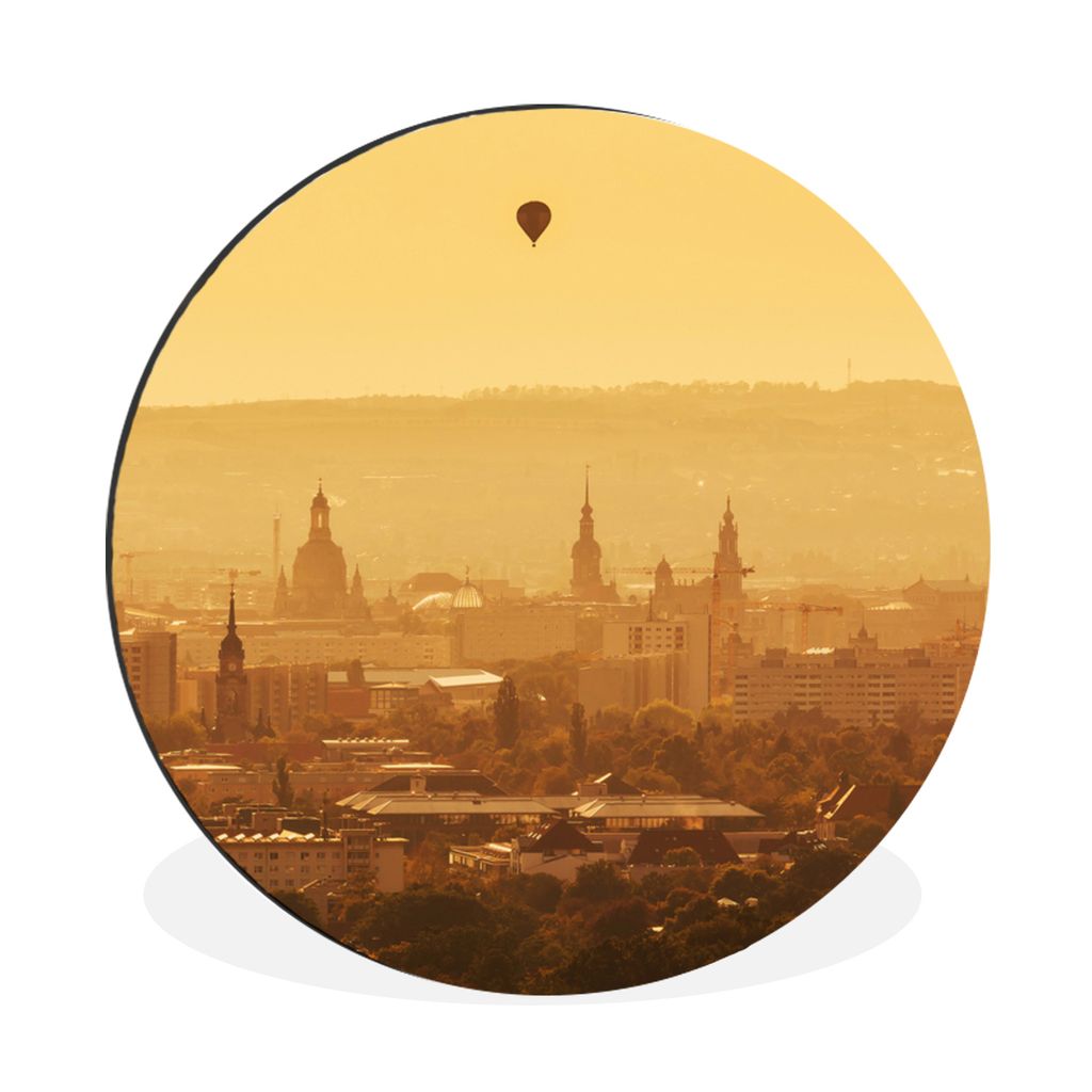 MuchoWow Aluminium Wandkreis Dresdner Skyline mit der Frauenkirche Ø 60 cm Wanddeko Modern Wohnzimmer - Wand Kreis - Wandbild - Schlafzimmer - A...