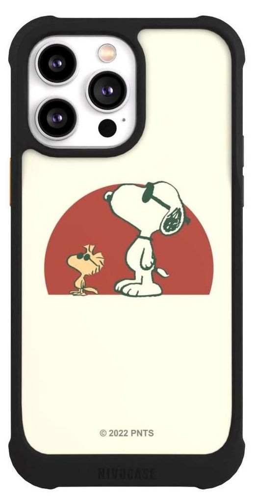 NIVOCASE Hülle für Apple iPhone 14 Pro Max Stoßfeste Handyhülle NIVOmax Case Schwarz Offizielles Lizenzprodukt Snoopy Kindheit