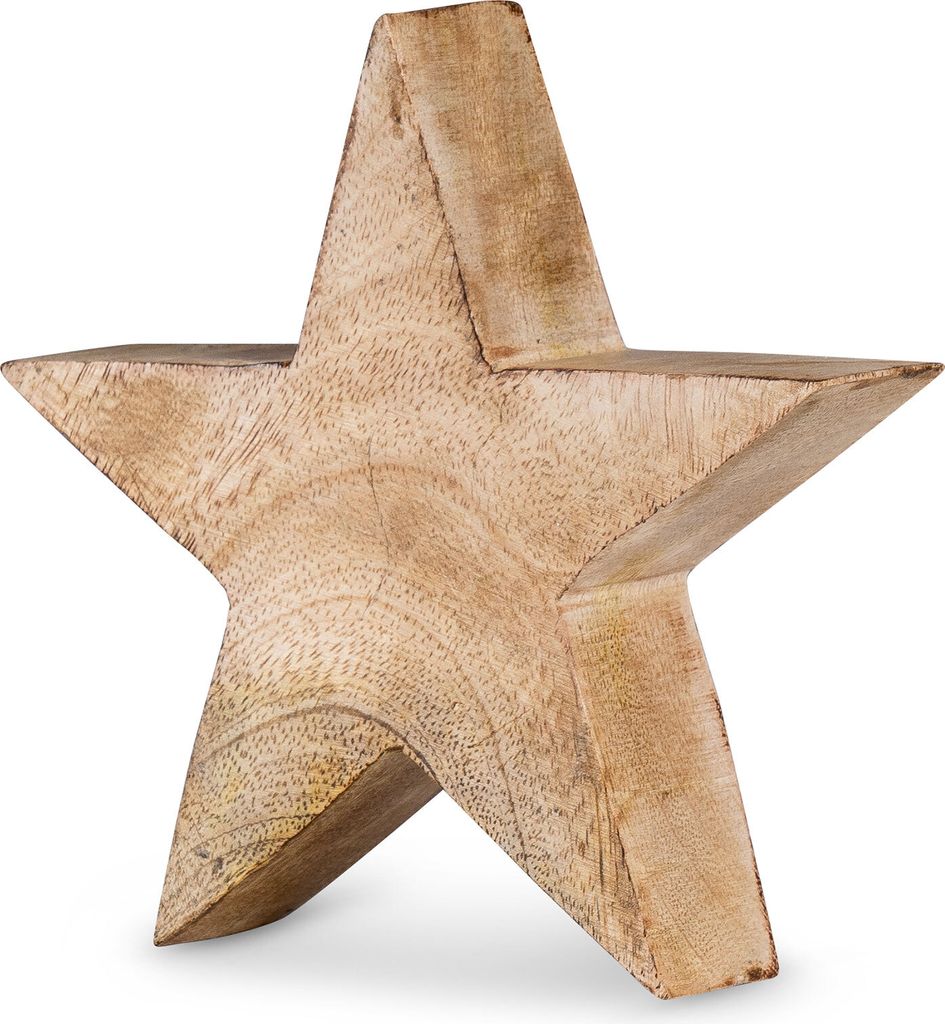 Stern Holzstern Mango 14cm Mangoholz Braun Natur Deko Produktbild 