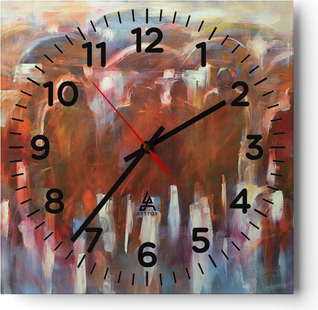 Wanduhr - Quadrat - Glasuhr - Regenschirme Menschen Handwerk - 30x30cm - Schleichendes Uhrwerk - Lautlos - zum Aufhängen bereit - Dekoration Moder...