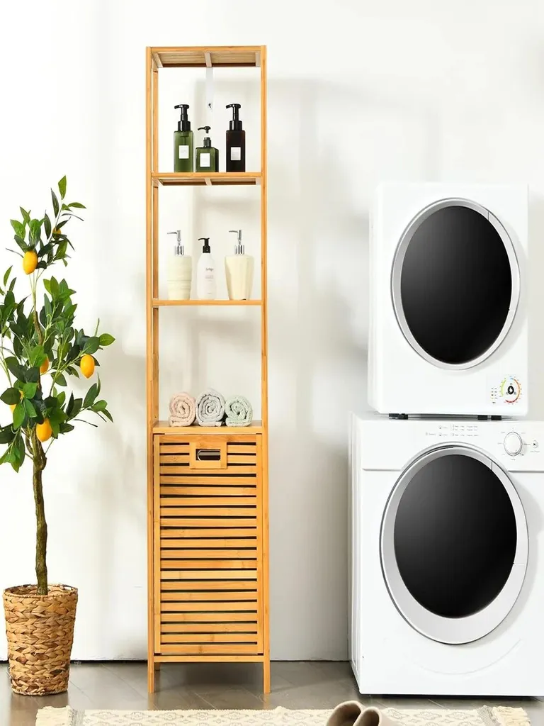 Meuble salle de bain anti-humidité avec panier à linge dissimulé - 7