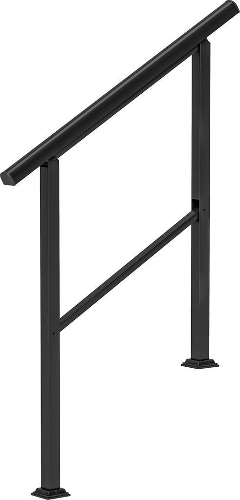 Treppengeländer für 2-3 Stufen, 94cm, Winkelverstellbar Handlauf Außen und Innen Metall Schwarz