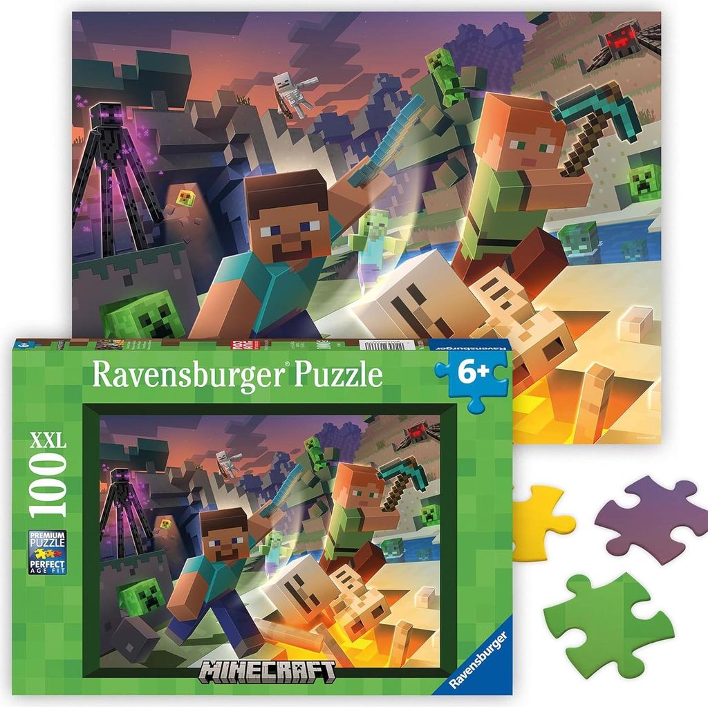 Ravensburger Puzzle enfant Minecraft 100 pièces XXL Image du produit 