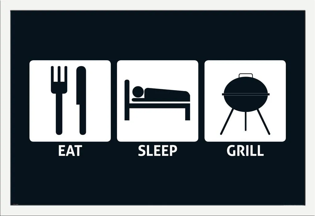 Poster Eat Sleep Shinsuke Maxi MDF Bianco con Cornice Rimovibile