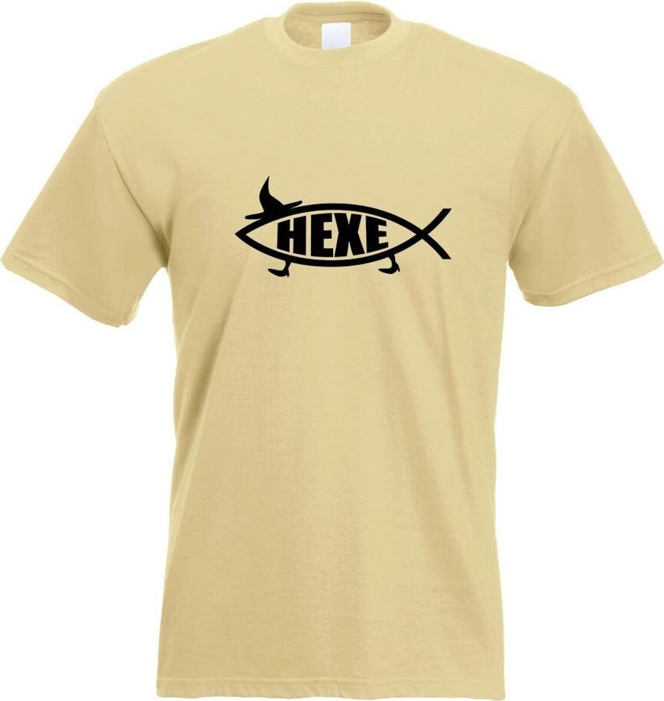 Kiwistar - T-Shirt - Khaki - Hexe Fisch Motiv Bedruckt Funshirt Design Print - mit Motiv Bedruckt - Funshirt Design - Sport - Freizeit - Herren - XL