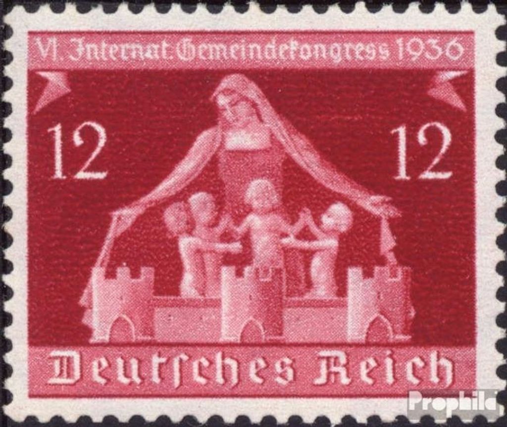 Briefmarken Deutsches Reich 1936 Mi 619 mit Falz 6. Gemeindekongreß