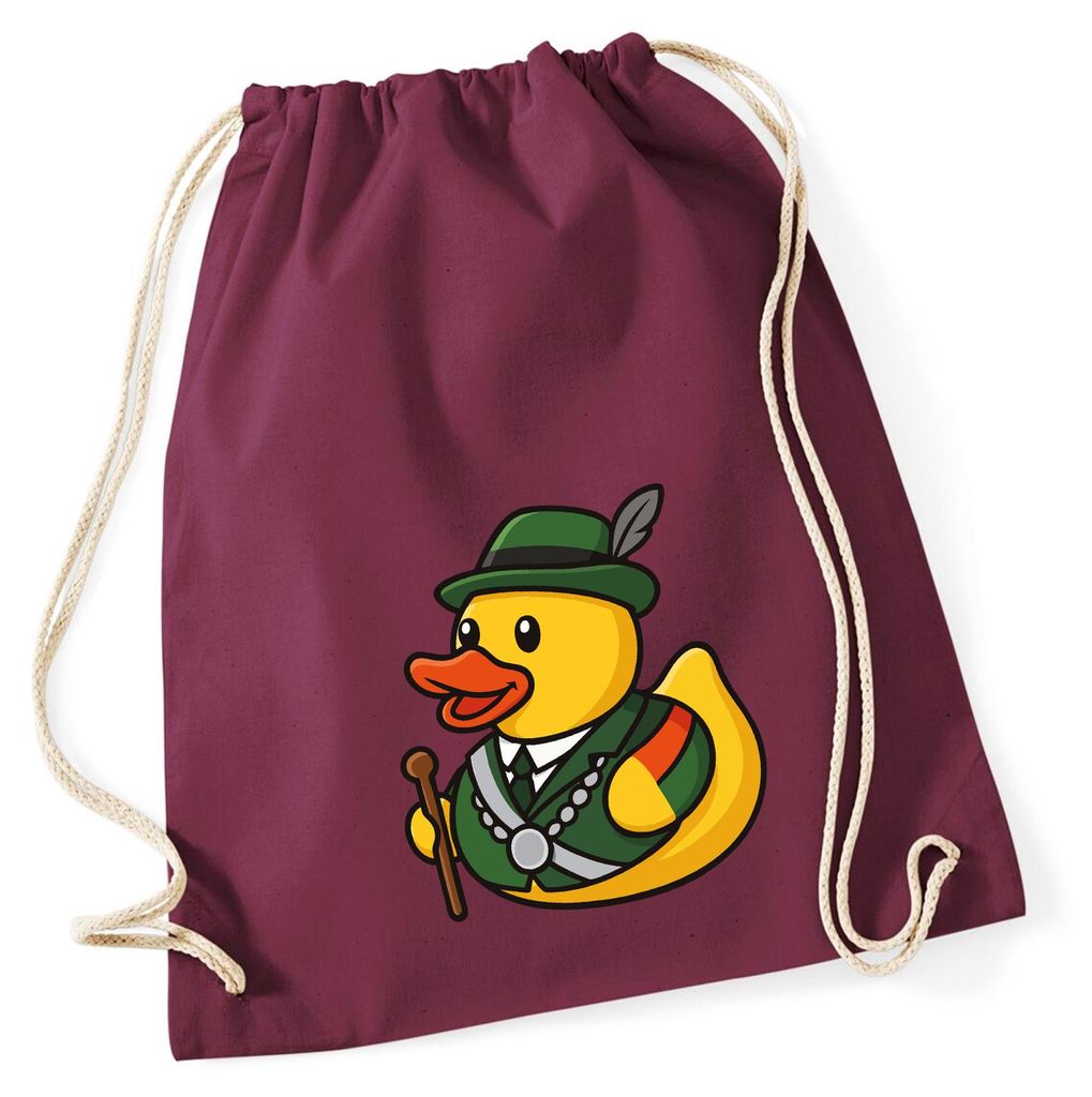 Huuraa Turnbeutel Quietscheente Schützenkönig Gummiente Schützenfest 12 Liter Burgundy Baumwolle Rucksack Geschenkidee