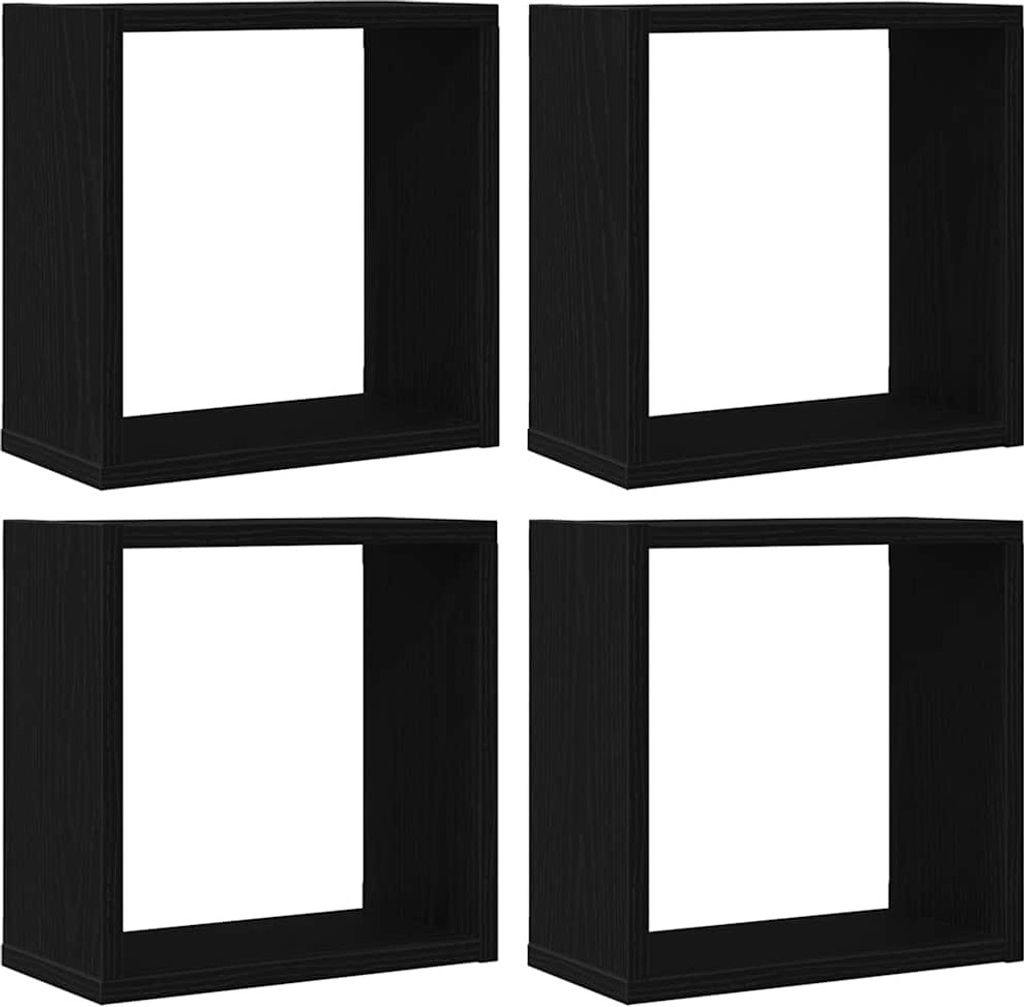 Würfel-Wandregale 4 Stk. Schwarz Eichen-Optik 30x15x30 cm