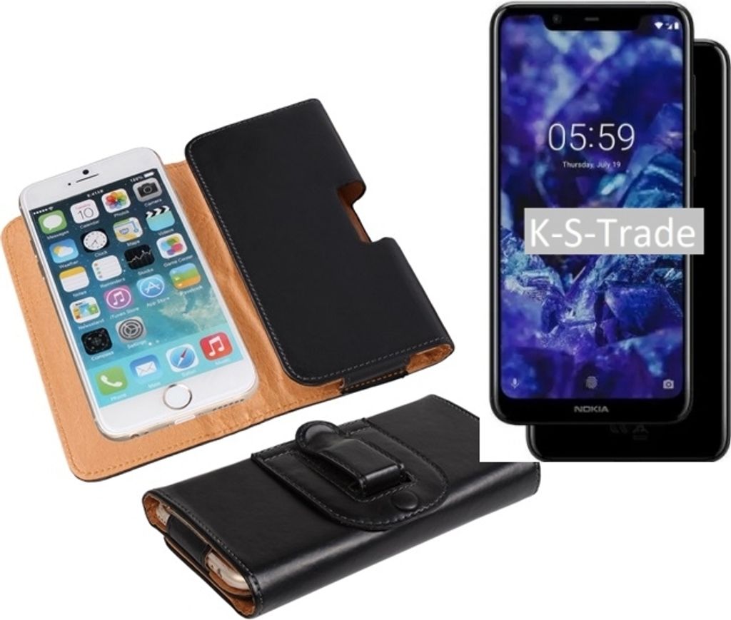 K-S-Trade Schütz-Hülle Handy-Hülle kompatibel mit Nokia 5.1 plus Holster Gürtel-Tasche Schutzhülle Handy-Tasche Smartphone Case Seitentasche