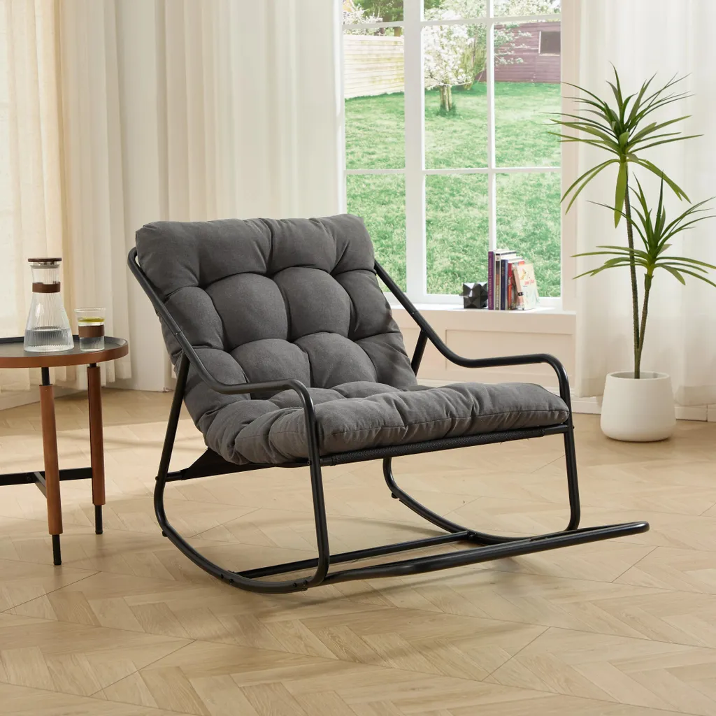 Chaise à bascule de jardin en métal - Fauteuil extérieur style bistro